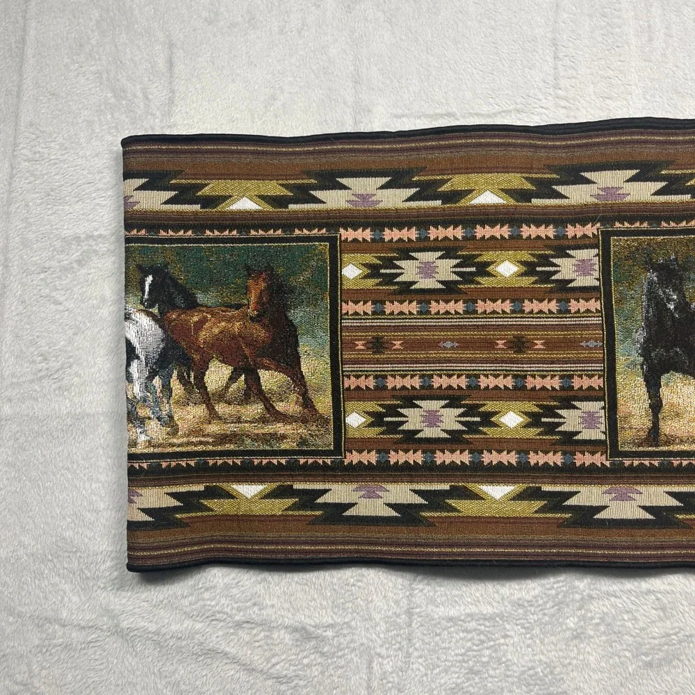 C. Cummings Table Runner Brown Southwestern Wild Horse Tapestry 68x13